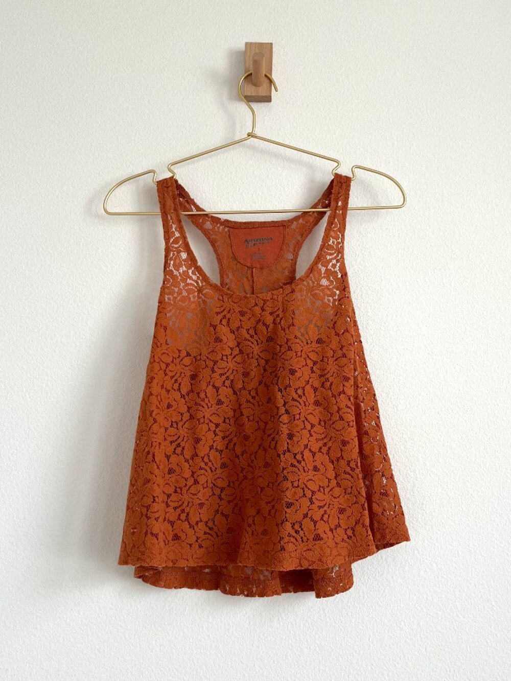Arizona Jean Co. Burnt Orange Lace Festival Tank - Boho Racerback - S